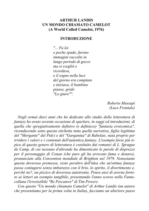 Un mondo chiamato Camelot